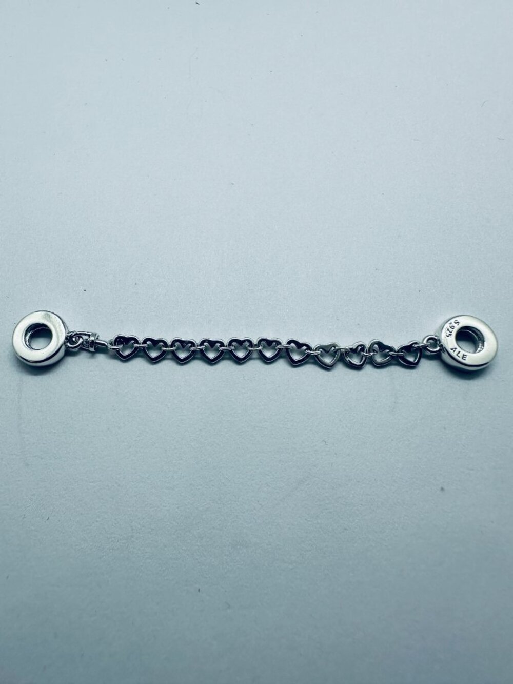 NEW Authentic PANDORA Bracelet Safety Chain Charm LINKED HEARTS Safety Chain - Picture 5 of 7